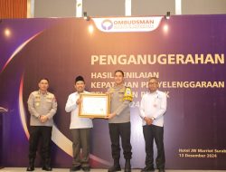 Polres Jombang Meraih Penghargaan Kepatuhan Pelayanan Publik dari Ombusman RI