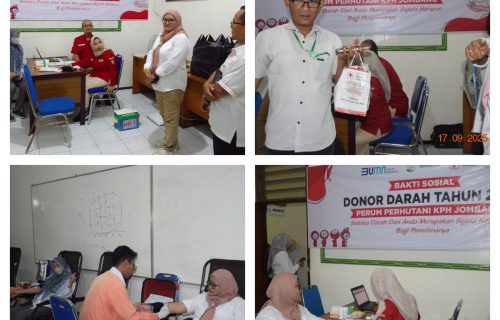 Aksi Sosial Donor Darah Perhutani KPH Jombang Gandeng PMI Kabupaten Jombang.