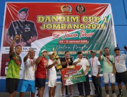 Kodim 0814/Jombang Tutup Turnamen Tenis Lapangan Piala Dandim Cup I Tahun 2026 Se Jawa Timur