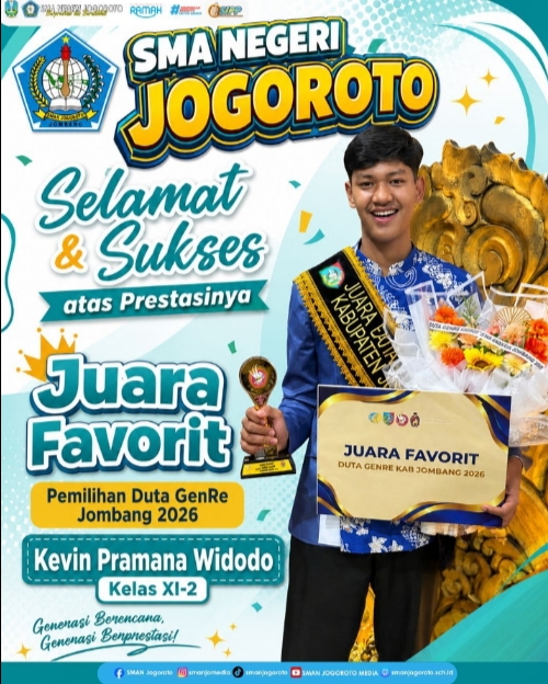 Siswa SMAN Jogoroto Kevin Pramana Widodo Raih Juara Favorit Duta GenRe Jombang 2026