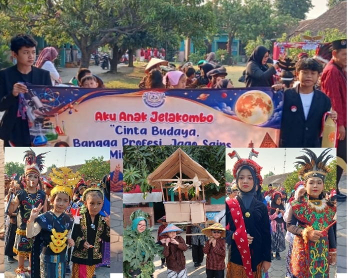 SDN Jelakombo Jombang Semarakkan HUT RI ke-81 Lewat Pawai Merah Putih, Tanam Semangat Cinta Tanah Air
